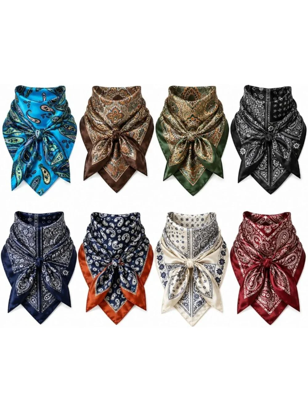 8 Pcs Wild Rags for Men - 35 Inch Western Cowboy Bandanas, Stylish Accessories
